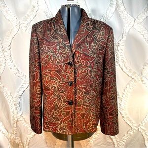 Le Suit, Paisley, Wine, Black, Grey Blazer Sz 16